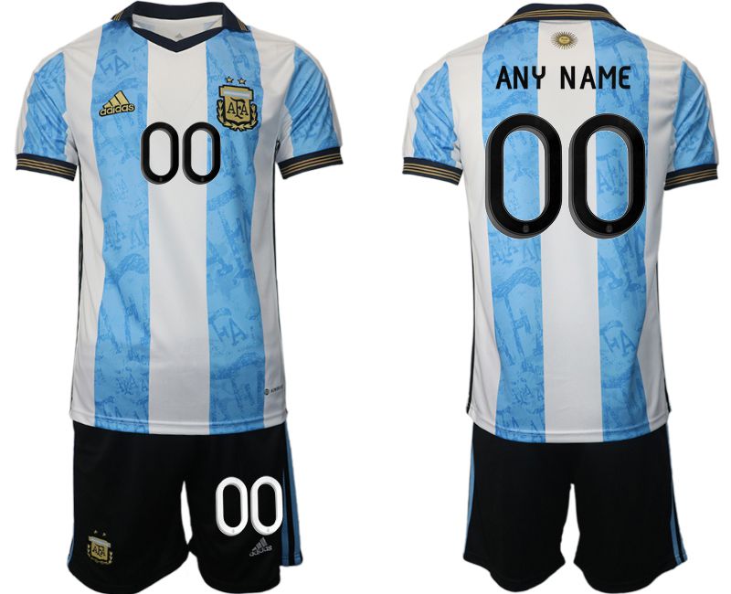 Men 2022 World Cup National Team Argentina home blue customized Soccer Jersey